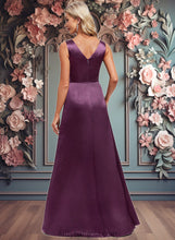 Load image into Gallery viewer, Joyce A-line Scoop Floor-Length Stretch Satin Bridesmaid Dress XXCP0025829