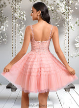 Load image into Gallery viewer, Pru Ball-Gown/Princess Scoop Short Tulle Lace Homecoming Dress With Ruffle XXCP0025676