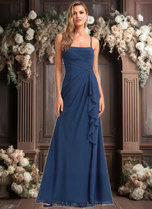 Pam A-line Square Floor-Length Chiffon Bridesmaid Dress With Ruffle XXCP0025732