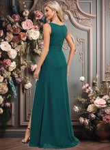 Load image into Gallery viewer, Holly A-line Scoop Floor-Length Chiffon Bridesmaid Dress With Ruffle XXCP0025814