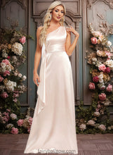 Load image into Gallery viewer, Maisie A-line One Shoulder Floor-Length Stretch Satin Bridesmaid Dress With Ruffle XXCP0025818