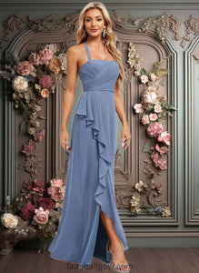 Paulina A-line Halter Floor-Length Chiffon Bridesmaid Dress XXCP0025799