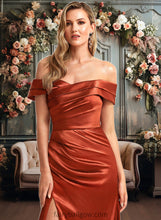 Load image into Gallery viewer, Muriel A-line Off the Shoulder Floor-Length Stretch Satin Bridesmaid Dress XXCP0025757