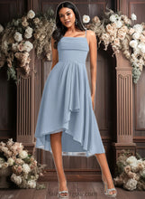 Load image into Gallery viewer, Edith A-line Cowl Asymmetrical Chiffon Bridesmaid Dress With Ruffle XXCP0025727