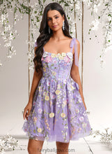 Load image into Gallery viewer, Emilia A-line Scoop Short Floral Lace Homecoming Dress With Bow 3D Floral XXCP0025695