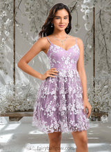 Load image into Gallery viewer, Whitney A-line V-Neck Short Lace Homecoming Dress With Embroidered XXCP0025697