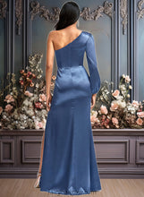 Load image into Gallery viewer, Jeanie A-line One Shoulder Floor-Length Stretch Satin Bridesmaid Dress With Bow XXCP0025730