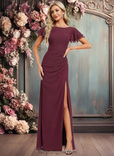 Load image into Gallery viewer, Lyla A-line Boat Neck Floor-Length Chiffon Bridesmaid Dress With Ruffle XXCP0025827