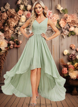 Load image into Gallery viewer, Nathalia A-line V-Neck Asymmetrical Chiffon Bridesmaid Dress XXCP0025809