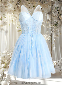 Cristina Ball-Gown/Princess Sweetheart Short Lace Tulle Homecoming Dress With Ruffle XXCP0025707