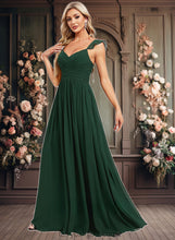 Load image into Gallery viewer, Scarlett A-line V-Neck Floor-Length Chiffon Bridesmaid Dress With Ruffle XXCP0025811