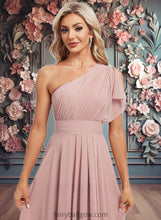 Load image into Gallery viewer, Bailey A-line One Shoulder Asymmetrical Chiffon Bridesmaid Dress With Ruffle XXCP0025819