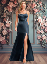 Load image into Gallery viewer, Nadine A-line V-Neck Floor-Length Stretch Satin Bridesmaid Dress XXCP0025734