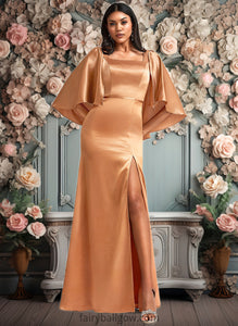 Dulce A-line Square Floor-Length Stretch Satin Bridesmaid Dress XXCP0025765