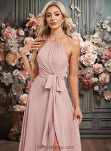 Load image into Gallery viewer, Patsy A-line Halter Floor-Length Chiffon Bridesmaid Dress XXCP0025821