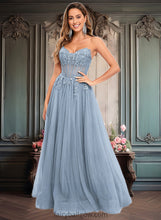 Load image into Gallery viewer, Mariela Ball-Gown/Princess V-Neck Floor-Length Tulle Prom Dresses With Sequins Appliques Lace XXCP0025837