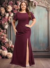 Load image into Gallery viewer, Lyla A-line Boat Neck Floor-Length Chiffon Bridesmaid Dress With Ruffle XXCP0025827