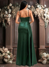 Load image into Gallery viewer, Dania A-line V-Neck Floor-Length Stretch Satin Bridesmaid Dress XXCP0025745