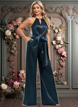 Load image into Gallery viewer, Gianna Jumpsuit/Pantsuit Halter Floor-Length Stretch Satin Bridesmaid Dress XXCP0025805