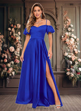 Load image into Gallery viewer, Karma A-line Off the Shoulder Sweetheart Floor-Length Satin Prom Dresses XXCP0025852