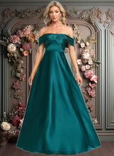 Load image into Gallery viewer, Allison A-line Off the Shoulder Floor-Length Stretch Satin Prom Dresses XXCP0025879