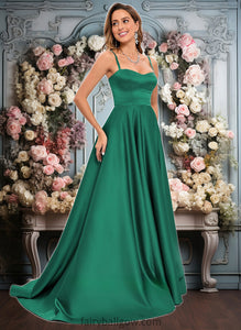 Krystal A-line Sweetheart Sweep Train Satin Prom Dresses XXCP0025846