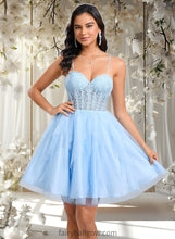 Load image into Gallery viewer, Cristina Ball-Gown/Princess Sweetheart Short Lace Tulle Homecoming Dress With Ruffle XXCP0025707