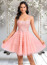 Load image into Gallery viewer, Pru Ball-Gown/Princess Scoop Short Tulle Lace Homecoming Dress With Ruffle XXCP0025676