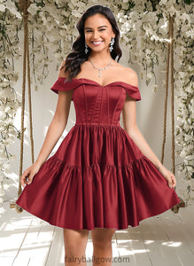 Elaine Ball-Gown/Princess Off the Shoulder Short Satin Homecoming Dress XXCP0025680