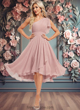 Load image into Gallery viewer, Bailey A-line One Shoulder Asymmetrical Chiffon Bridesmaid Dress With Ruffle XXCP0025819