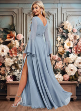 Load image into Gallery viewer, Kira A-line V-Neck Floor-Length Chiffon Bridesmaid Dress XXCP0025798