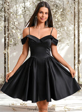 Load image into Gallery viewer, Karina A-line Off the Shoulder Short Satin Homecoming Dress XXCP0025704