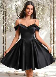 Karina A-line Off the Shoulder Short Satin Homecoming Dress XXCP0025704