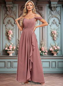 Lainey A-line Cold Shoulder Asymmetrical Chiffon Bridesmaid Dress XXCP0025823