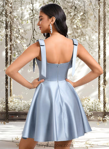 Mylee A-line Sweetheart Short Satin Homecoming Dress With Bow XXCP0025678