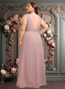 Dayanara A-line V-Neck Floor-Length Chiffon Bridesmaid Dress XXCP0025820