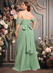 Tianna Trumpet/Mermaid Off the Shoulder V-Neck Floor-Length Chiffon Bridesmaid Dress XXCP0025810