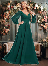 Load image into Gallery viewer, Chasity A-line V-Neck Floor-Length Chiffon Bridesmaid Dress XXCP0025816