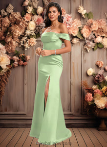 Desirae Trumpet/Mermaid Off the Shoulder Square Floor-Length Satin Prom Dresses With Ruffle XXCP0025883