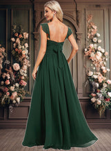 Load image into Gallery viewer, Scarlett A-line V-Neck Floor-Length Chiffon Bridesmaid Dress With Ruffle XXCP0025811