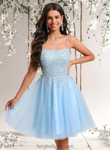 Load image into Gallery viewer, Melody A-line Scoop Short Tulle Sequin Homecoming Dress With Sequins Beading XXCP0025706