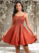 Load image into Gallery viewer, Abbey A-line Scoop Short Satin Lace Homecoming Dress With Sequins XXCP0025683