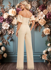 Marlene Jumpsuit/Pantsuit Off the Shoulder Square Floor-Length Chiffon Bridesmaid Dress XXCP0025791