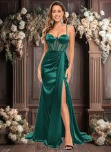 Load image into Gallery viewer, Teagan Trumpet/Mermaid Sweetheart Sweep Train Stretch Satin Prom Dresses XXCP0025836