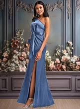 Load image into Gallery viewer, Jeanie A-line One Shoulder Floor-Length Stretch Satin Bridesmaid Dress With Bow XXCP0025730