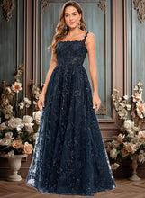 Load image into Gallery viewer, Ally A-line Square Floor-Length Organza Lace Floral Prom Dresses With Sequins XXCP0025844