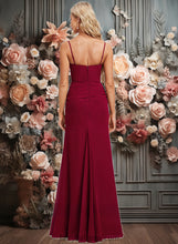 Load image into Gallery viewer, Leslie Trumpet/Mermaid V-Neck Floor-Length Chiffon Bridesmaid Dress XXCP0025825