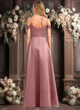 Load image into Gallery viewer, Nyasia A-line Cold Shoulder Floor-Length Satin Bridesmaid Dress XXCP0025750