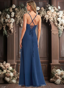 Pam A-line Square Floor-Length Chiffon Bridesmaid Dress With Ruffle XXCP0025732