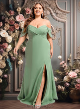 Load image into Gallery viewer, Tianna Trumpet/Mermaid Off the Shoulder V-Neck Floor-Length Chiffon Bridesmaid Dress XXCP0025810